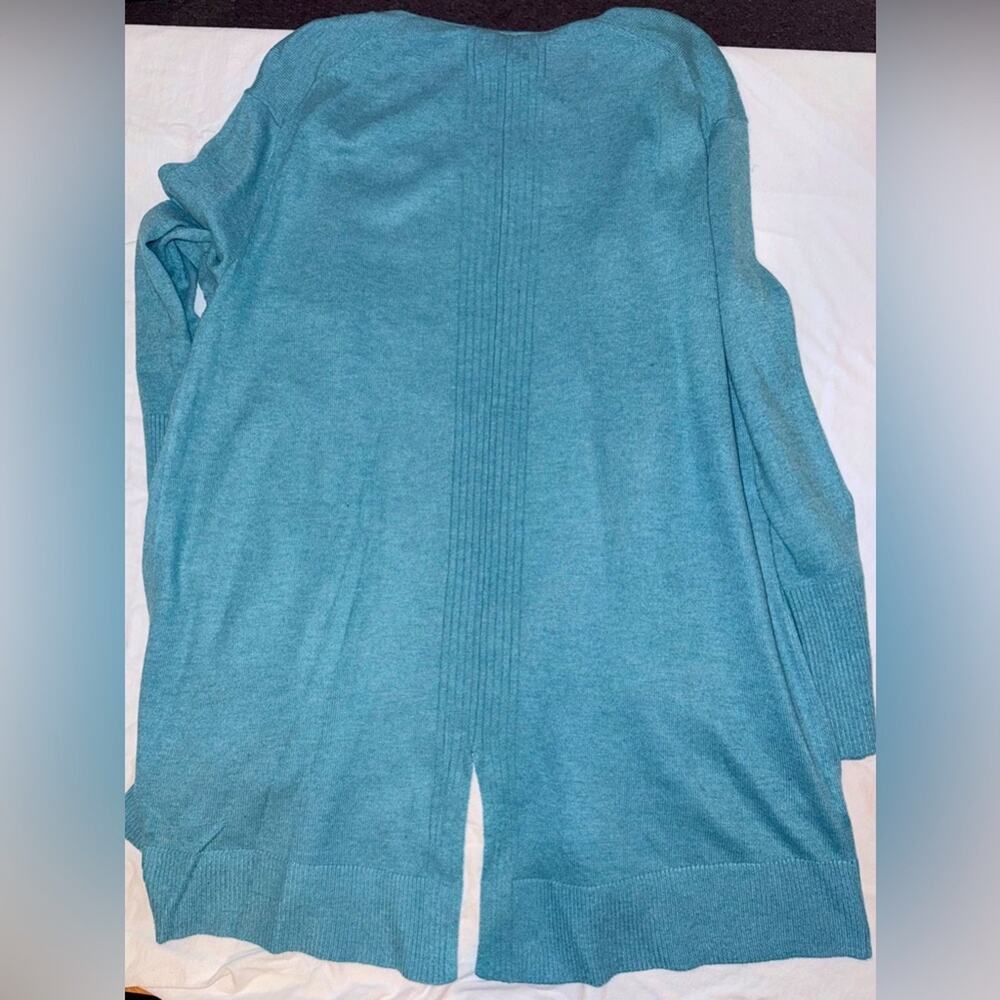 Lou & Grey Long, Soft, Open Cardigan Sweater, in a Blu/Green Sz Medium EUC - Picture 10 of 10